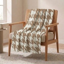 Prime Sleeks Kaz Ayağı Desenli Tv Battaniyesi 120X150 cm Koltuk Şalı Diz Örtüsü Throw Battaniye