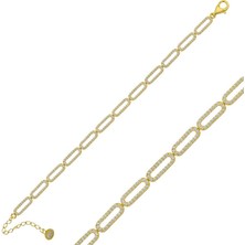 Kenpazar 925 Ayar Gümüş Gold Oval Taşlı Bileklik
