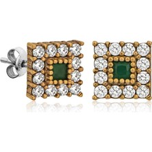 Kenpazar Gümüş Otantik Kare Çivili Küpe