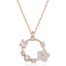 Kenpazar Gümüş Rose Manolya Çiçeği Kadın Kolye