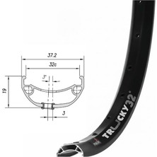 Mach1 Trucky 32  27.5'' Jant Çemberi 32 Delik Disk Fren Siyah Yüzüklü