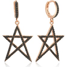 Kenpazar 925 Ayar Gümüş Siyah Yıldız Küpe