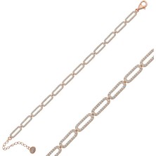 Kenpazar 925 Ayar Gümüş Rose Oval Taşlı Bileklik