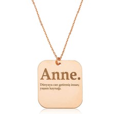 Kenpazar 925 Ayar  Gümüş Rose Anne Yazılı Plaka Kolye