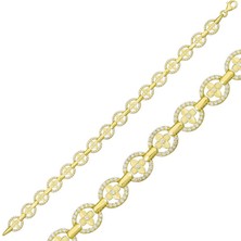 Kenpazar 925 Ayar Gümüş Gold Yuvarlak Su Yolu Bileklik