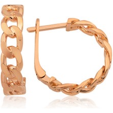 Kenpazar 925 Ayar Gümüş Zincir Desenli Halka Küpe