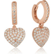 Kenpazar  Gümüş Kalp Detaylı Mengeçli Küpe