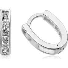 Kenpazar Gümüş Beyaz Taşlı Küpe