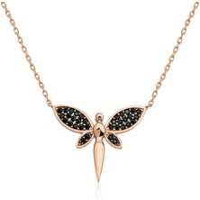 Kenpazar  Gümüş Rose Siyah Yusufçuk Bayan Kolye