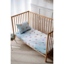 60X120 cm Bebek Beşik, Park Yatak Lastikli Çarşaf Takımı - Little Mermaid