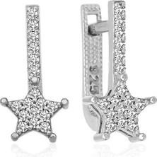 Kenpazar Gümüş Sallantılı Yıldız Taşlı Küpe