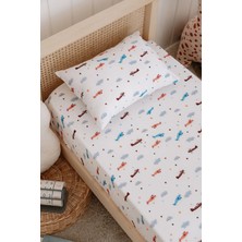 60X120 cm Bebek Beşik, Park Yatak Lastikli Çarşaf Takımı - Uçaklar