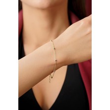 Fiyonk Kuyumculuk 14 Ayar Altın Tek Sıra Zincirli Dorika Top Detaylı Bileklik