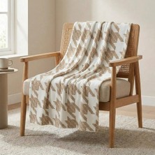 Prime Sleeks Geometrik Desenli Tv Battaniyesi 120X150 cm Koltuk Şalı Diz Örtüsü Throw Battaniye