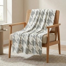 Prime Sleeks Geometrik Desenli Tv Battaniyesi 120X150 cm Koltuk Şalı Diz Örtüsü Throw Battaniye