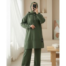 Modamorfo Çıtçıtlı  Arma Detaylı Ikili Penye Takım  -Haki