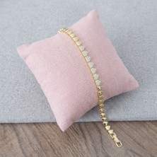 Museum Of You 14 Ayar Altın Kaplama Kalp Figürlü Zirkon Taşlı Kadın Bileklik - Romantik Tasarım Şık Takı