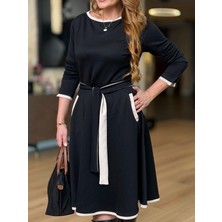 Valewoman Kuşak ve Garni Detaylı Modal Kumaş Elbise