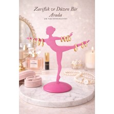 Flow Home Balerin Tasarımlı Takı Standı Takı Organizer Kolye Askılığı Masaüstü Yüzük Küpe Düzenleyici Pembe