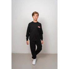 Queen Kids 8148  Erke Çocuk 2iplik Lastikli Eşofman Siyah