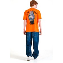 Queen Kids 8229 Erkek Çocuk Süprem Saat Baskılı T-Shırt Oranj