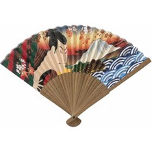 Shaco Design Sensu Ukiyo-E Kabuki Mt.fuji Bamboo Bamboo Yelpaze