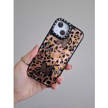 Epro iPhone 13 - 14 - 15 Uyumlu Leopar Desenli Taşlı Kamera Koruma Çıkıntılı Lüks Silikon Kılıf