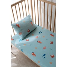 Tek Kişilik, Çocuk Lastikli Çarşaf Takımı, %100 Pamuk Saten - Happy Ocean