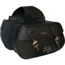 Ebakbak Motosiklet Deri Yan Çanta Choper Model Black Cruiser Motor Heybe Yan