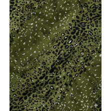 Podyum Baskı Yeşil Leopar Desenli Dökümlü Şalvarlık Eteklik Elbiselikdabıl Kumaş 100X140CM
