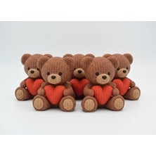 Örgü Görünümlü Kalpli Ayıcık Figürü - Dekoratif Hediye ve Masa Aksesuarı (10 Adet)