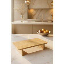Bambuland Büyük Bambu Dikdörtgen Kesme Tahtası - Ayaklı Doğal Ahşap 36X24 cm