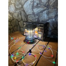 Çadır Dünyası HOP-8819 Solar Sensörlü Kamp Lambası - 10 Metre Renkli Peri Ledli, Şarjlı ve Taşınabilir Bahçe Aydınlatma Seti