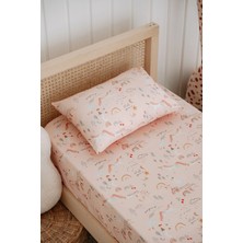 Tek Kişilik, Çocuk Lastikli Çarşaf Takımı, %100 Pamuk Saten - Pink Unicorn