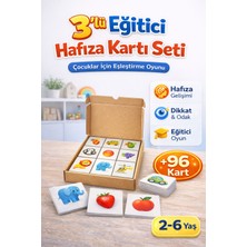 Cabuk Baskı 3’lü Eğitici Hafıza Kartı Seti 96 Kart – Çocuklar Için Eşleştirme Oyunu, Okul Öncesi Eğitici Zeka Oyunu, Dikkat ve Hafıza Geliştirici Kart Oyunu (2-6 Yaş)
