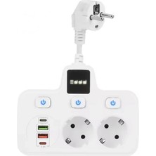 Vothoon Termal Akım Korumalı 2'li Duvar Tipi Priz 2x USB 2x Type-C Çıkışlı Priz Çoğaltıcı Beyaz Çocuk Kilit (3250W)