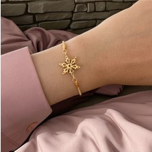 C&On Design ❄️altın Renk Kar Tanesi Figürlü Ayarlanabilir Zarif Bileklik