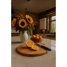 Bambuland Bambu Yuvarlak Kesme Tahtası 30X30 cm – Orta Boy, Saplı ve Dayanıklı