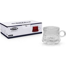 Rayan Linar Mug Cam Kupa Bardak Isıya Dayanıklı Şeffaf Cam Kupa 6 adet