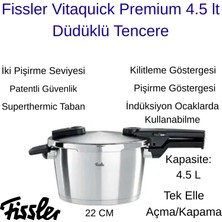 Fissler Vitaquick Premium 4.5 Lt Düdüklü Tencere + Dijital Hassas Mutfak Tartı  Hediye