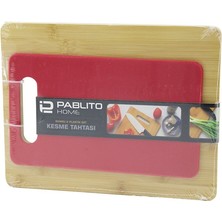 MidasTech 2pcs Set=ahşap Bambu - Plastik Kesim Panosu - Kesme Tahtası PLS:15X25CM- AHŞ:22X28CM (4887) Mida