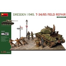 Miniart 36064 1:35 Dresden 1945. T-34/85 Sahada Onarım Büyük Set Maketi
