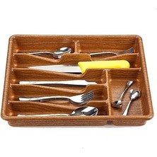 Küçük - Ahşap Renk - 7 Bölmeli Çekmece Içi Kaşıklık 36X32CM (4887) Midastech