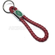 Calperia Land Rover Örgü Ipli Deri Metal Oto Anahtarlık Kırmızı