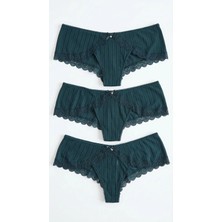 Zi 3 Adet 1 Paket Lacivert Çizgi Dantelli Taş Detaylı Hipster Külot