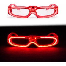 MidasTech Kırmızı LED Işıklı Parti Gözlüğü 3 Modlu – Glow  - Gece Eğlence Gözlüğü (4887) Mida