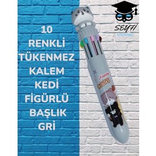 Seyfi Kırtasiye 10 Renkli Tükenmez Kalem Kedi Figürlü Başlık 1 Adet