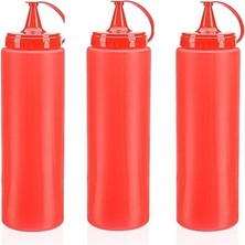 Ketçap Şişesi - 1000ML Dev Boy Kırmızı 3 Adet Midastech