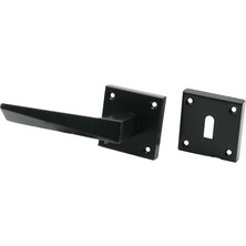 4 Takım Pratik Prizma Oda Siyah Rozetli Kapı Kolu (4887) Midastech