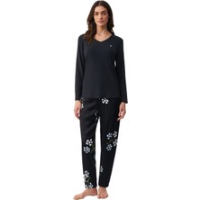 Penye Mood Kadın Siyah Pijama Takımı PM9915